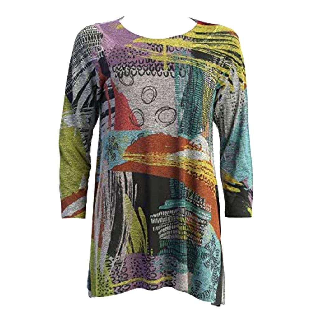 Jess & Jane Women's Morocco Raglan A-line Slinky Knit Tunic Top XL